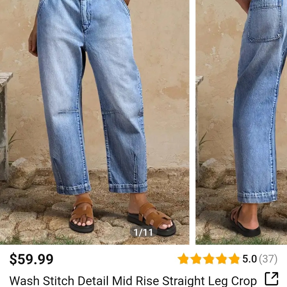 NWT Women's Mid Rise Straight Leg Crop Jeans - Blue